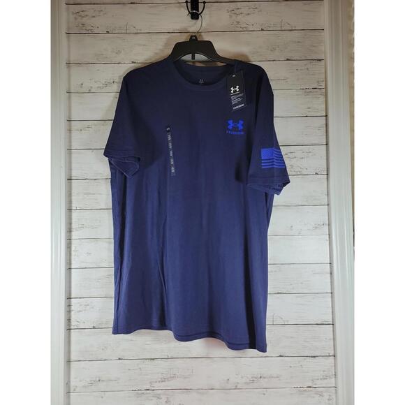 Under Armour Loose Fit Freedom XL Blue T-Shirt NEW - Picture 1 of 3